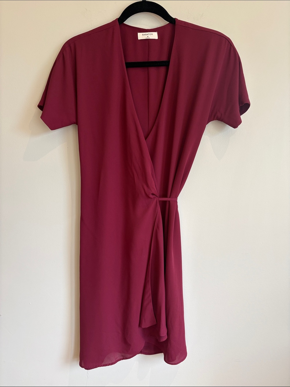 Aritzia Babaton Burgundy Wrap Mini Dress V-Neck XS